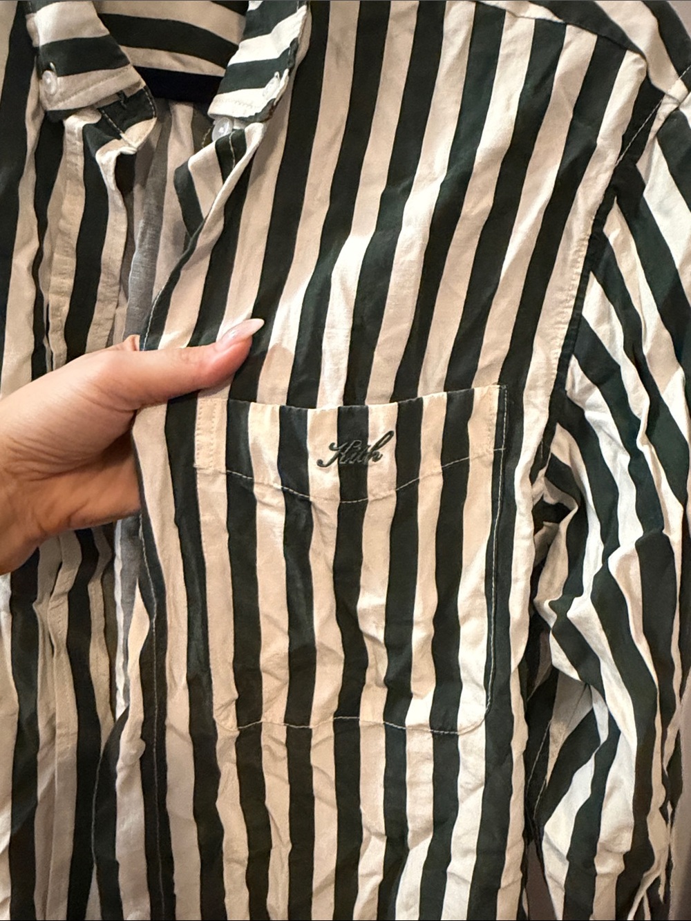 Kith Striped Green and White Button-Down Shirt